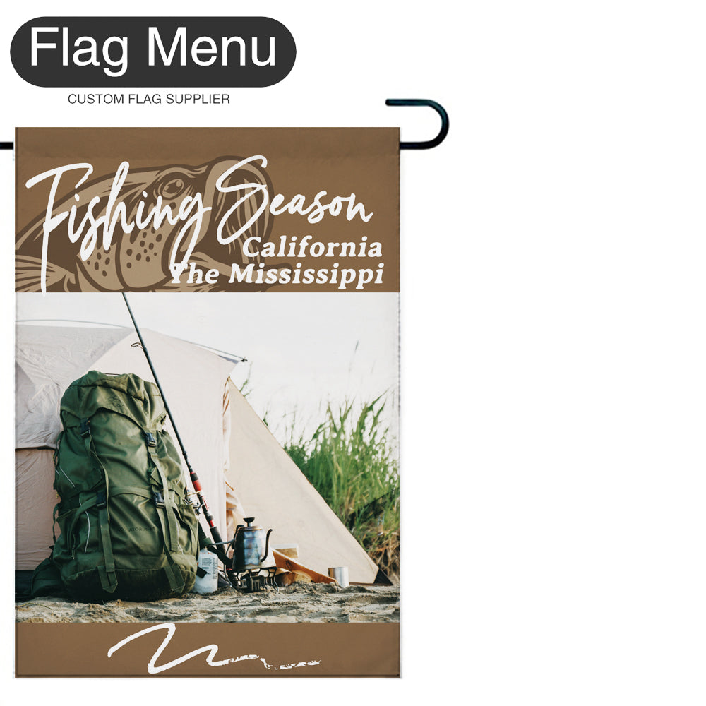 Welcome Flag - Canvas - Fishing Season - Bass Fishing D-Brown B-12"x18"-Flag Menu