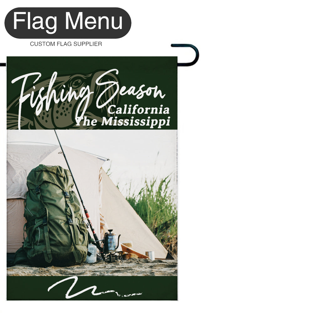 Welcome Flag - Canvas - Fishing Season - Bass Fishing D-Dark Green-12"x18"-Flag Menu