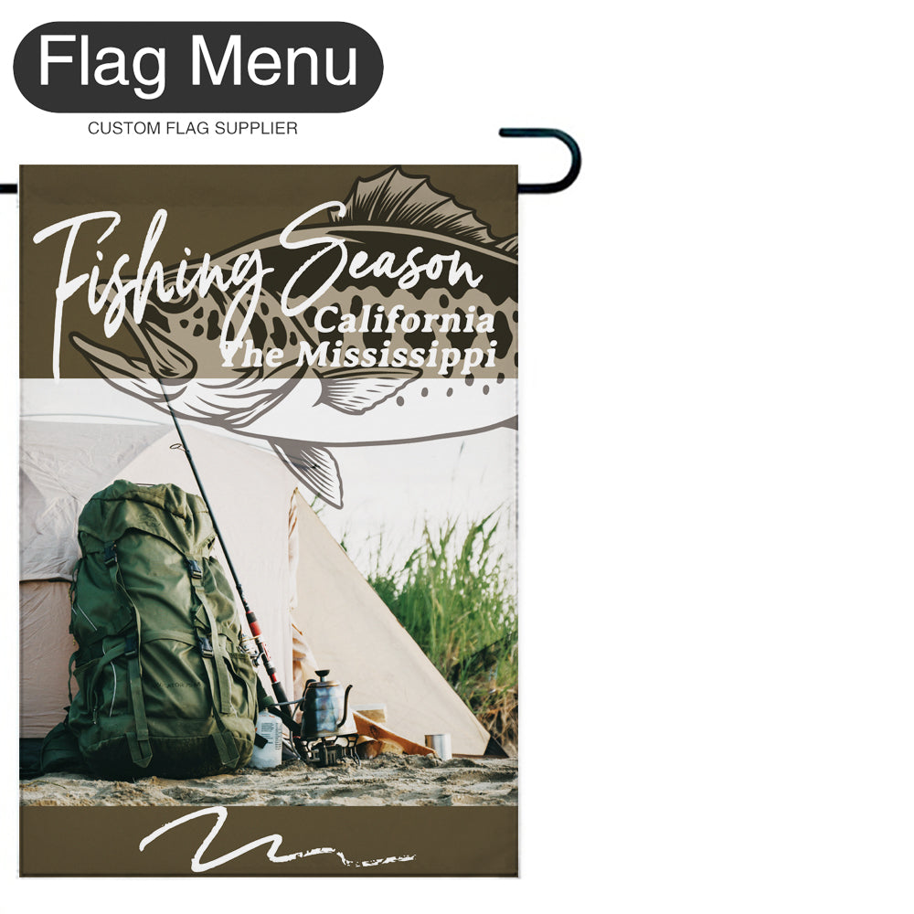 Welcome Flag - Canvas - Fishing Season - Bass Fishing E-Brown A-28"x40"-Flag Menu