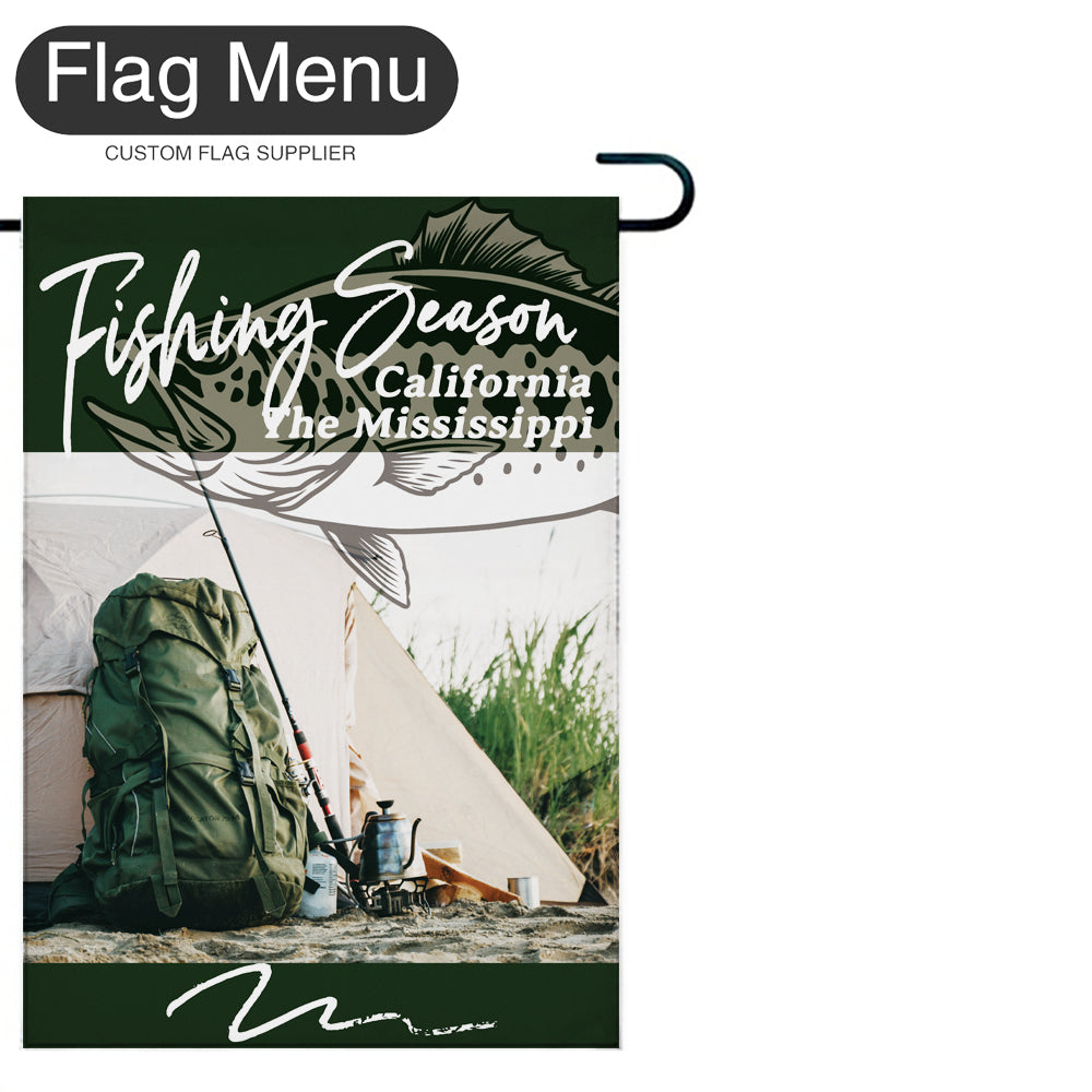 Welcome Flag - Canvas - Fishing Season - Bass Fishing E-Dark Green-28"x40"-Flag Menu