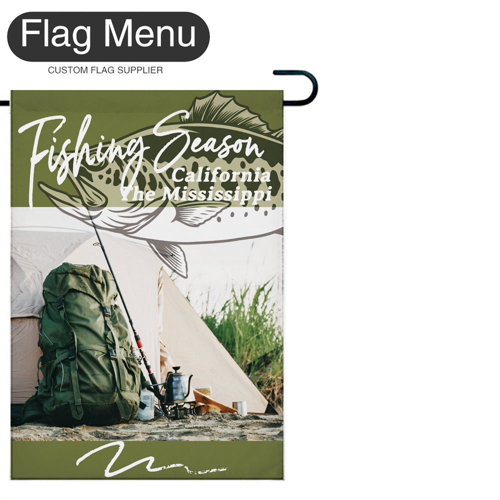 Welcome Flag - Canvas - Fishing Season - Bass Fishing E-Green A-28"x40"-Flag Menu
