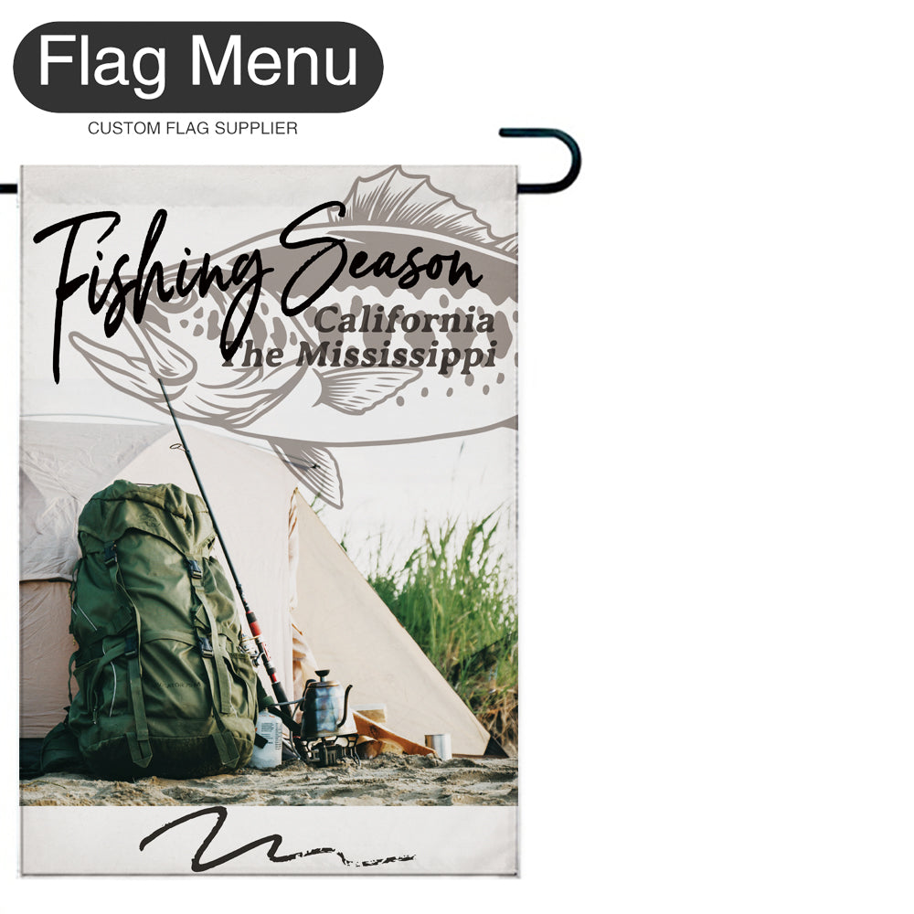 Welcome Flag - Canvas - Fishing Season - Bass Fishing E-White-28"x40"-Flag Menu