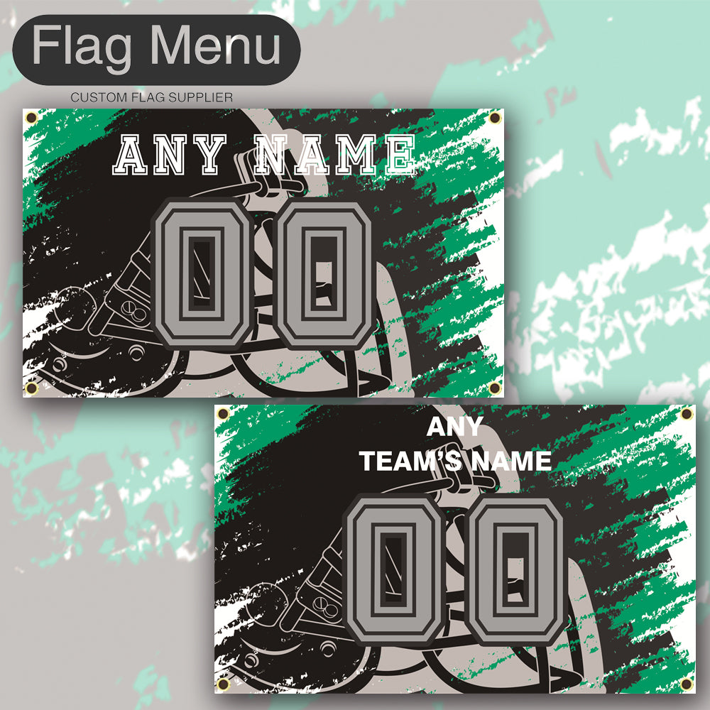 3'x5' Fan's Flag - Jersey & Helmet-Upload.txt-BLACK02-Flag Menu