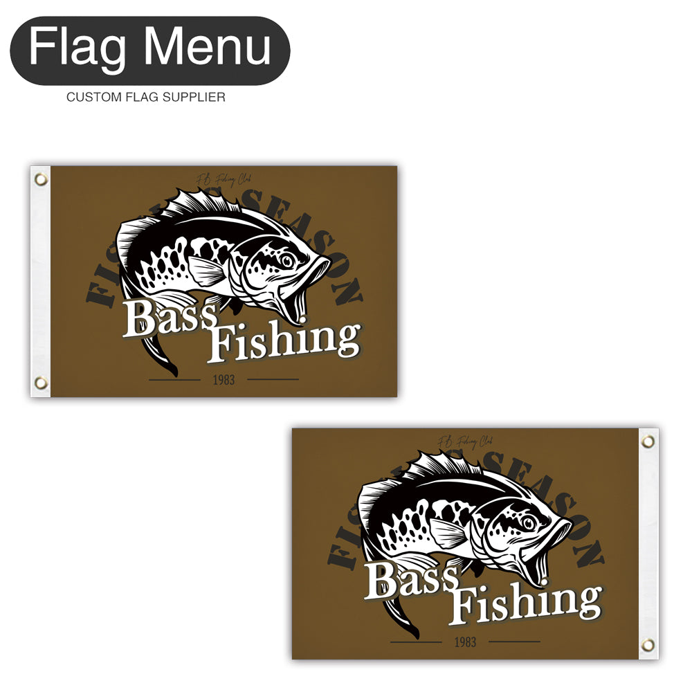 12"x18" Fishing Season Yacht Flag - Bass Fishing C-Brown A-Two-Grommets-Flag Menu