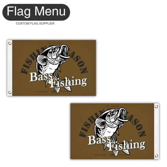 12"x18" Fishing Season Yacht Flag - Bass Fishing E-Brown A-Two-Grommets-Flag Menu