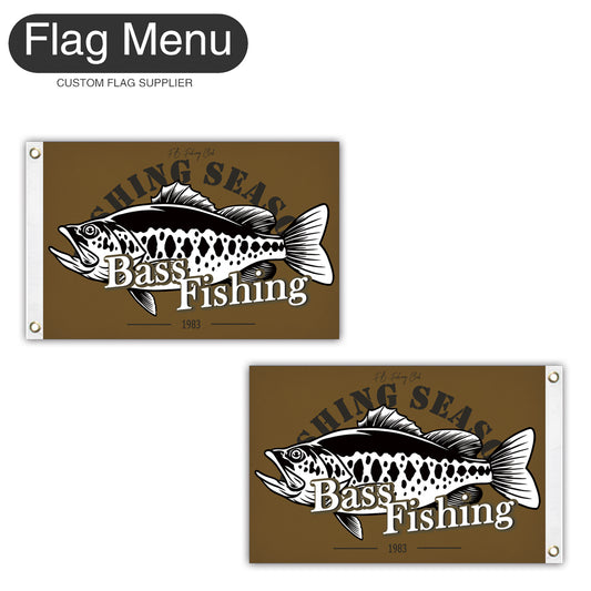 12"x18" Fishing Season Yacht Flag - Bass Fishing D-Brown A-Two-Grommets-Flag Menu