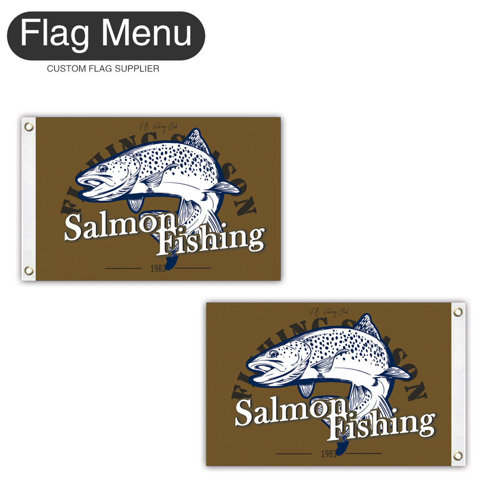 12"x18" Fishing Season Yacht Flag - Salmon-Brown A-Two-Grommets-Flag Menu