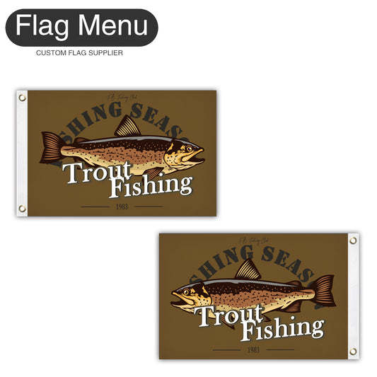 12"x18" Fishing Season Yacht Flag - Trout-Brown B-Two-Grommets-Flag Menu