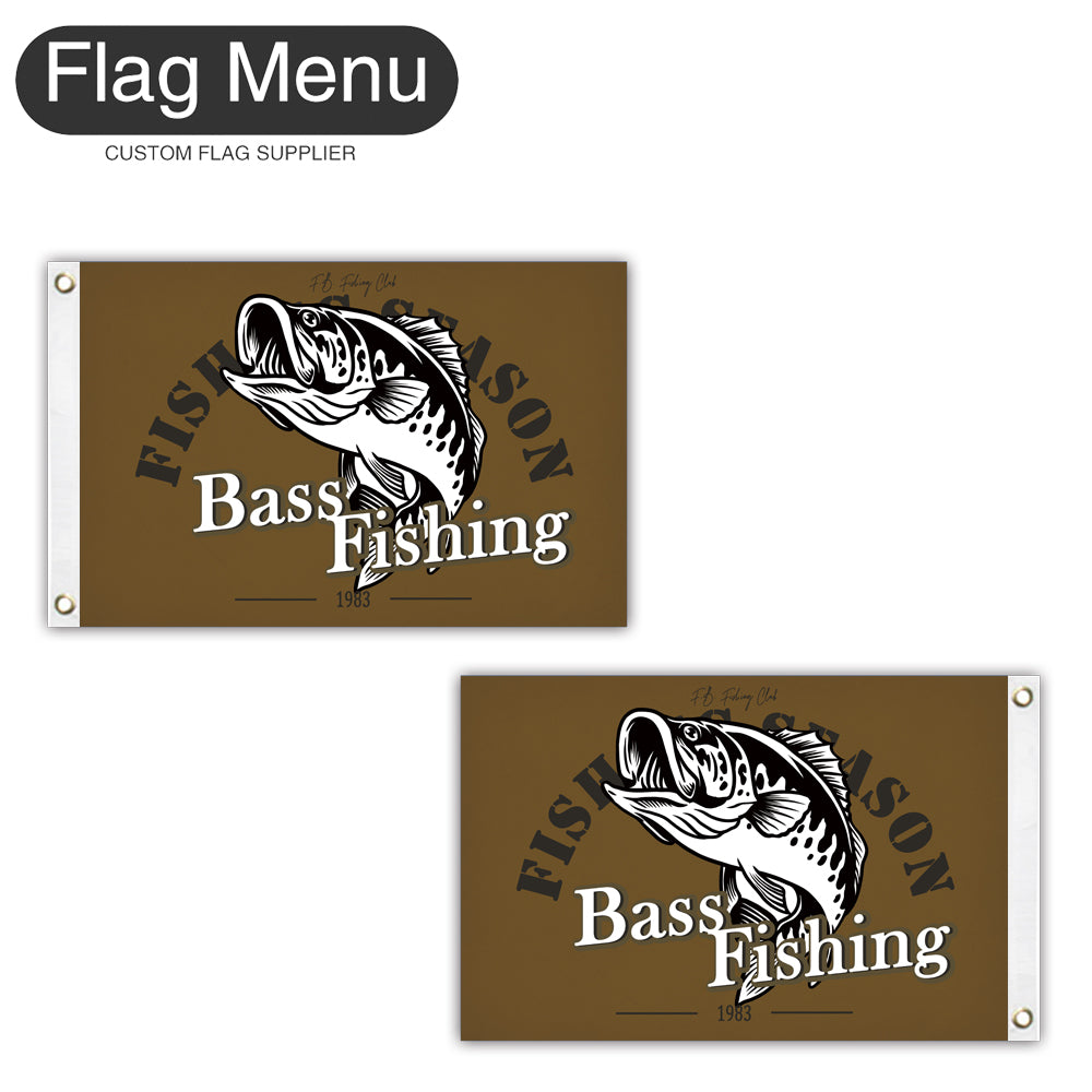 12"x18" Fishing Season Yacht Flag - Bass Fishing B-Brown A-Two-Grommets-Flag Menu