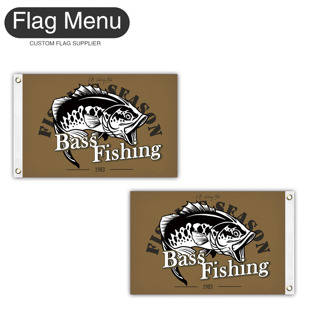 12"x18" Fishing Season Yacht Flag - Bass Fishing C-Brown B-Two-Grommets-Flag Menu