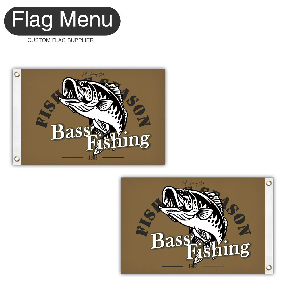 12"x18" Fishing Season Yacht Flag - Bass Fishing B-Brown B-Two-Grommets-Flag Menu