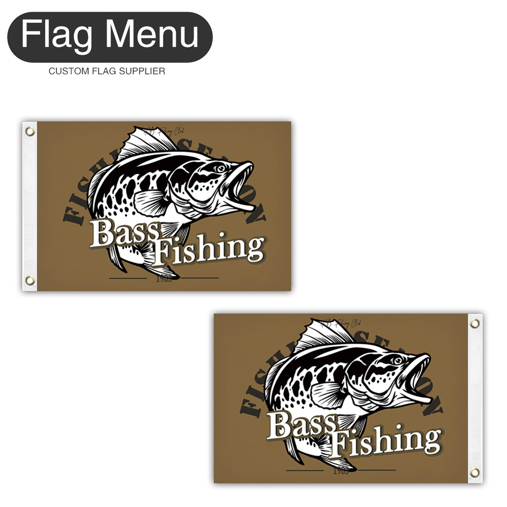12"x18" Fishing Season Yacht Flag - Bass Fishing A-Brown B-Two-Grommets-Flag Menu