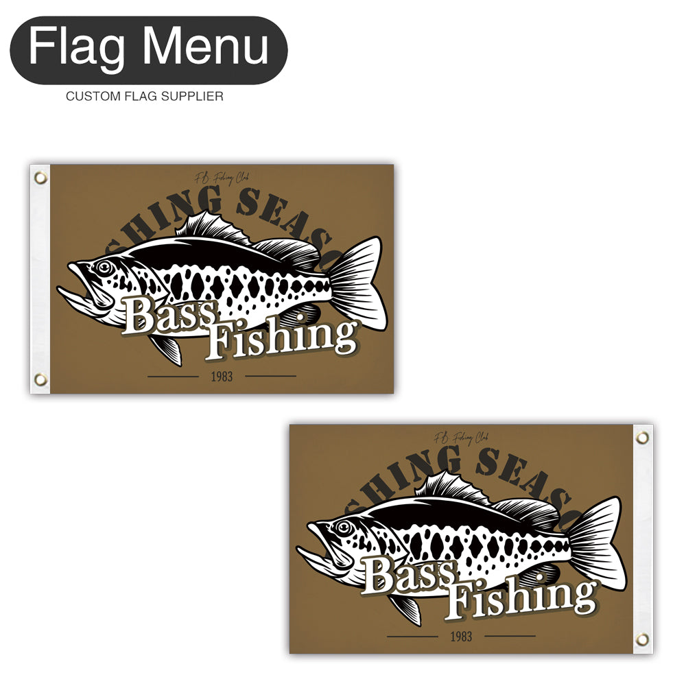 12"x18" Fishing Season Yacht Flag - Bass Fishing D-Brown B-Two-Grommets-Flag Menu