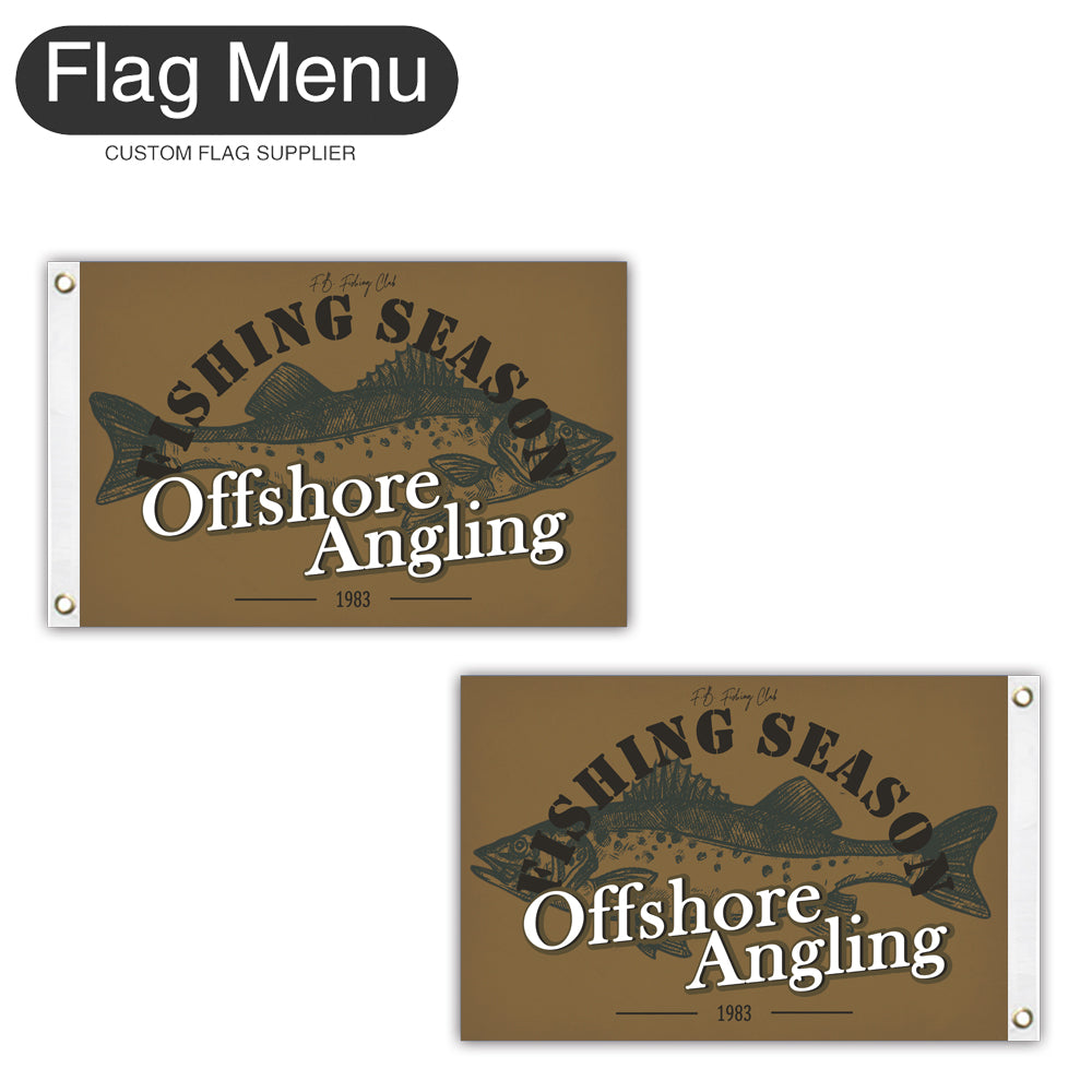 12"x18" Fishing Season Yacht Flag - Sea Bass-Brown B-Two-Grommets-Flag Menu