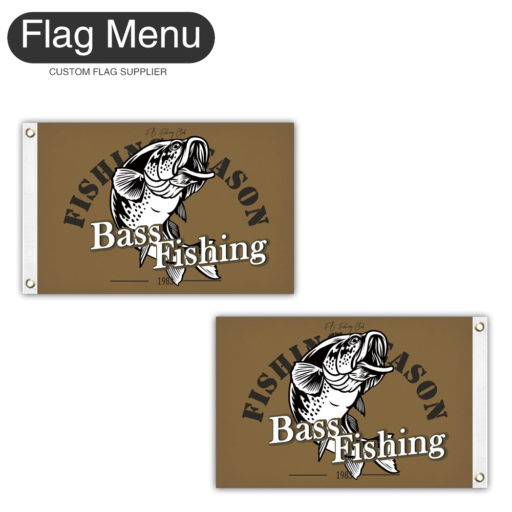 12"x18" Fishing Season Yacht Flag - Bass Fishing E-Brown B-Two-Grommets-Flag Menu