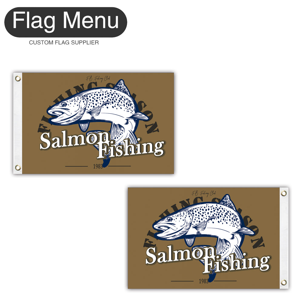 12"x18" Fishing Season Yacht Flag - Salmon-Brown B-Two-Grommets-Flag Menu