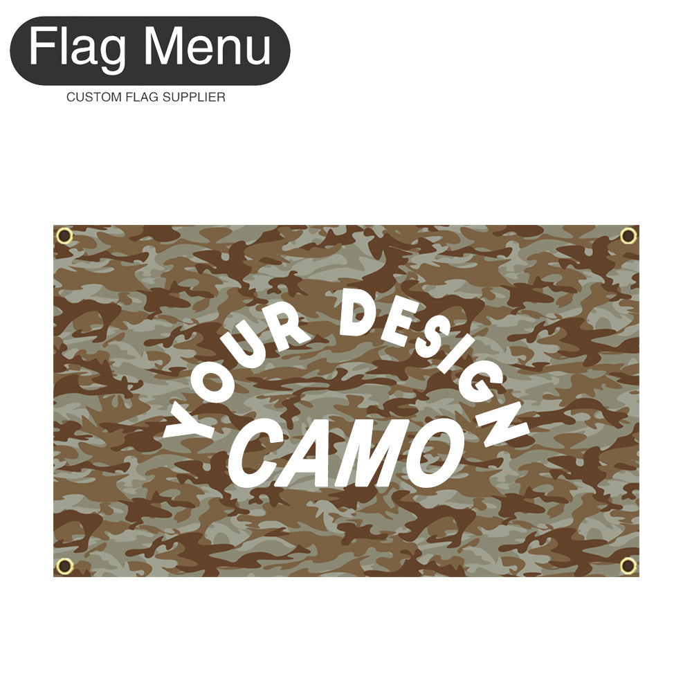 3'x5' Custom Camo Flag - Canvas-Arid-MARPAT-Add Custom Designs-Four - Grommets-Flag Menu