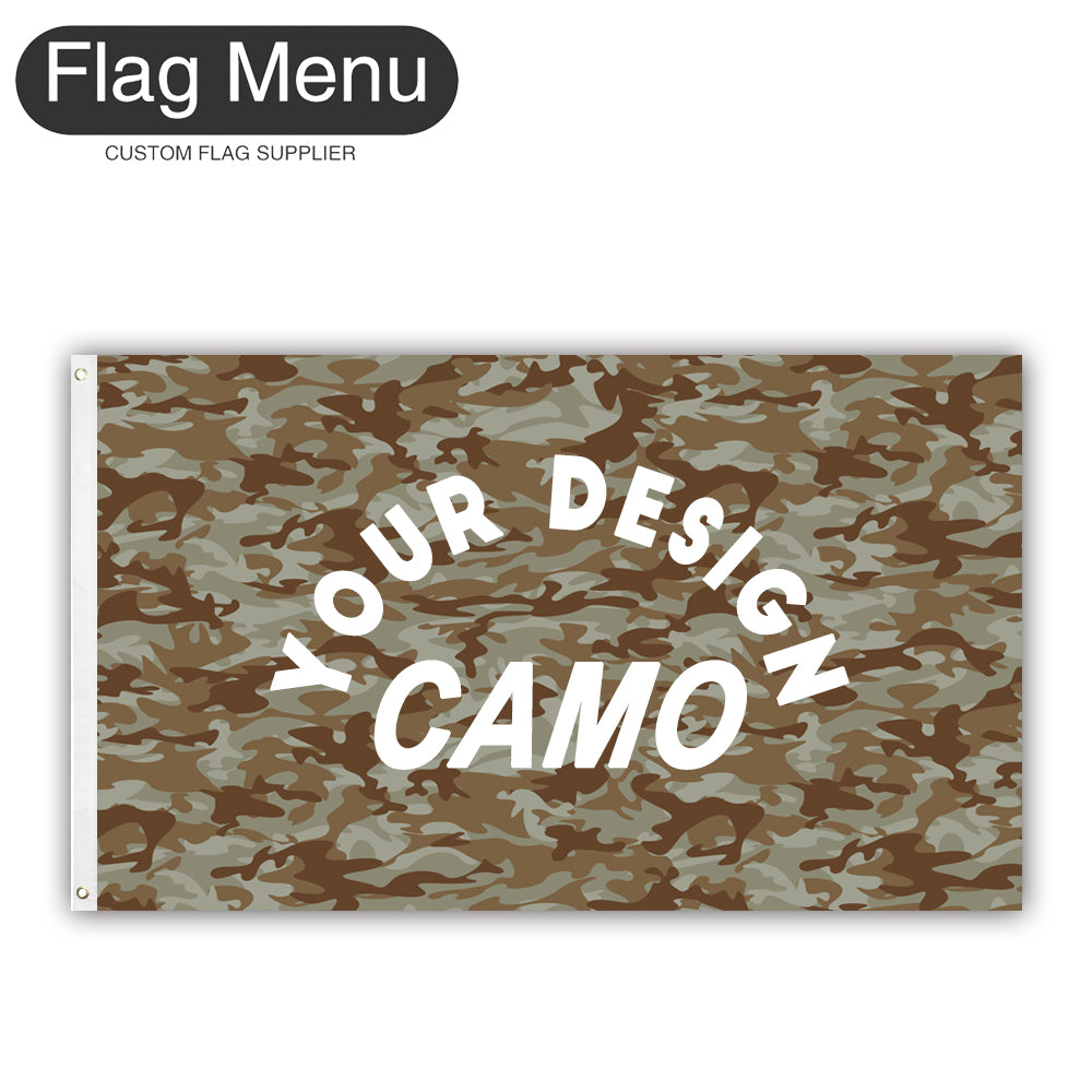 3'x5' Custom Camo Flag - Canvas-Arid-MARPAT-Add Custom Designs-Two - Grommets-Flag Menu