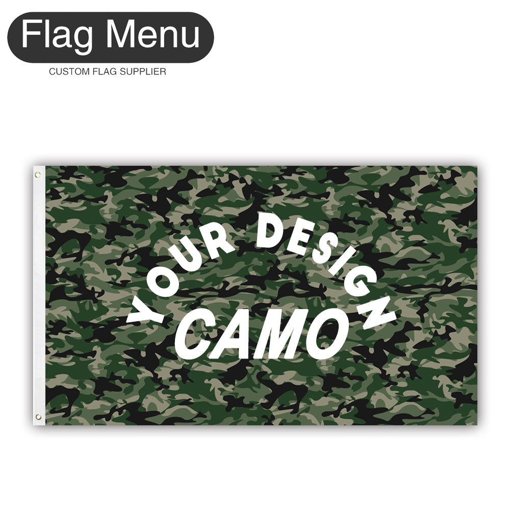 3'x5' Custom Camo Flag - Canvas-Forest-Add Custom Designs-Two - Grommets-Flag Menu