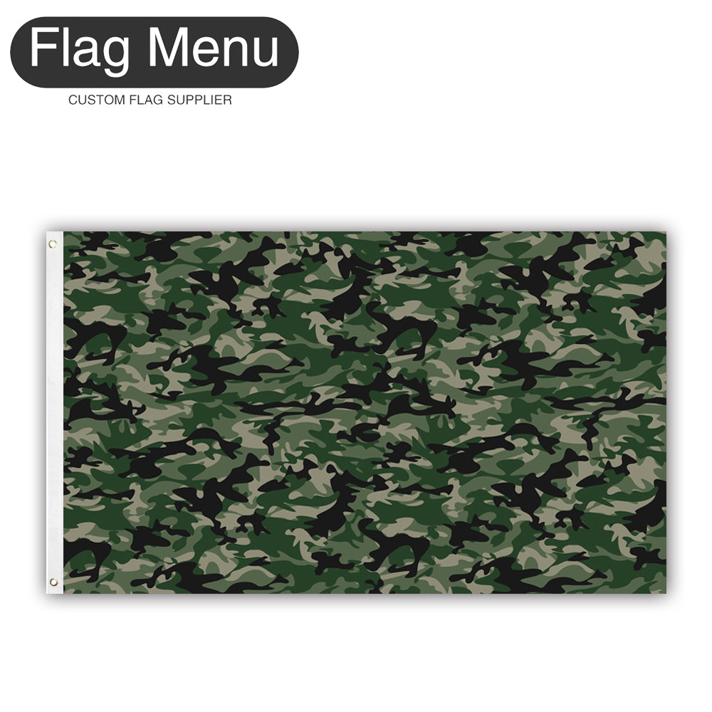 3'x5' Custom Camo Flag - Canvas-Forest-Camo Only-Two - Grommets-Flag Menu