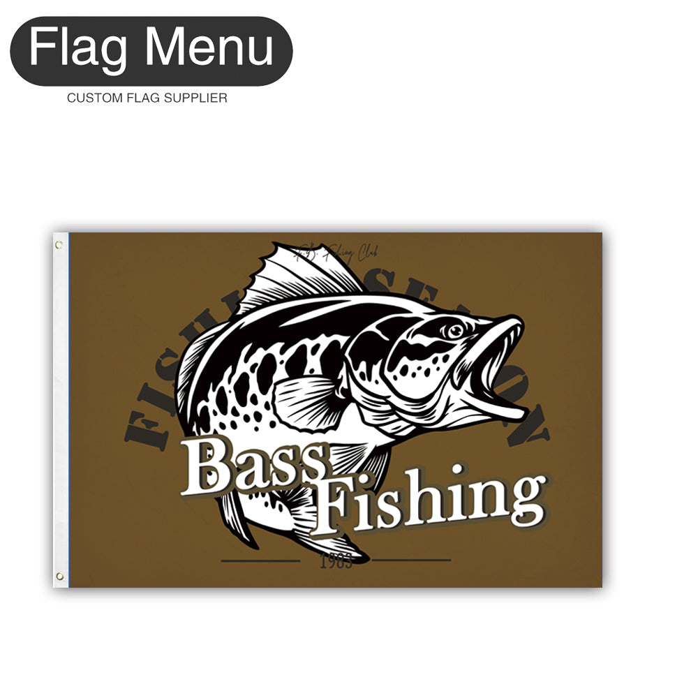 2'x3' Fishing Season Yacht Flag - Bass Fishing A-Brown A-Two-Grommets-Flag Menu