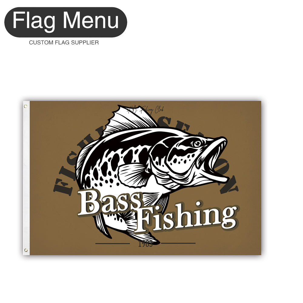 2'x3' Fishing Season Yacht Flag - Bass Fishing A-Brown B-Two-Grommets-Flag Menu