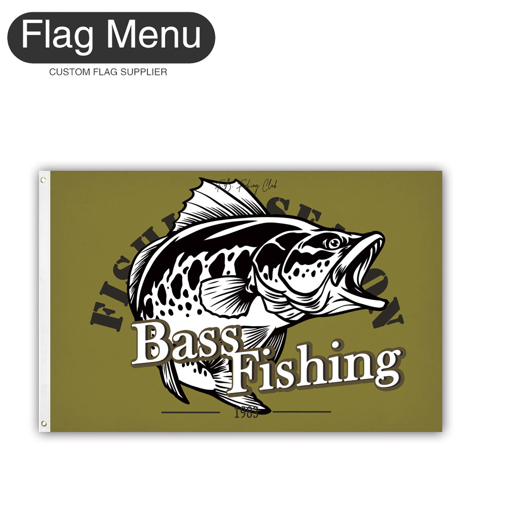 2'x3' Fishing Season Yacht Flag - Bass Fishing A-Green A-Two-Grommets-Flag Menu