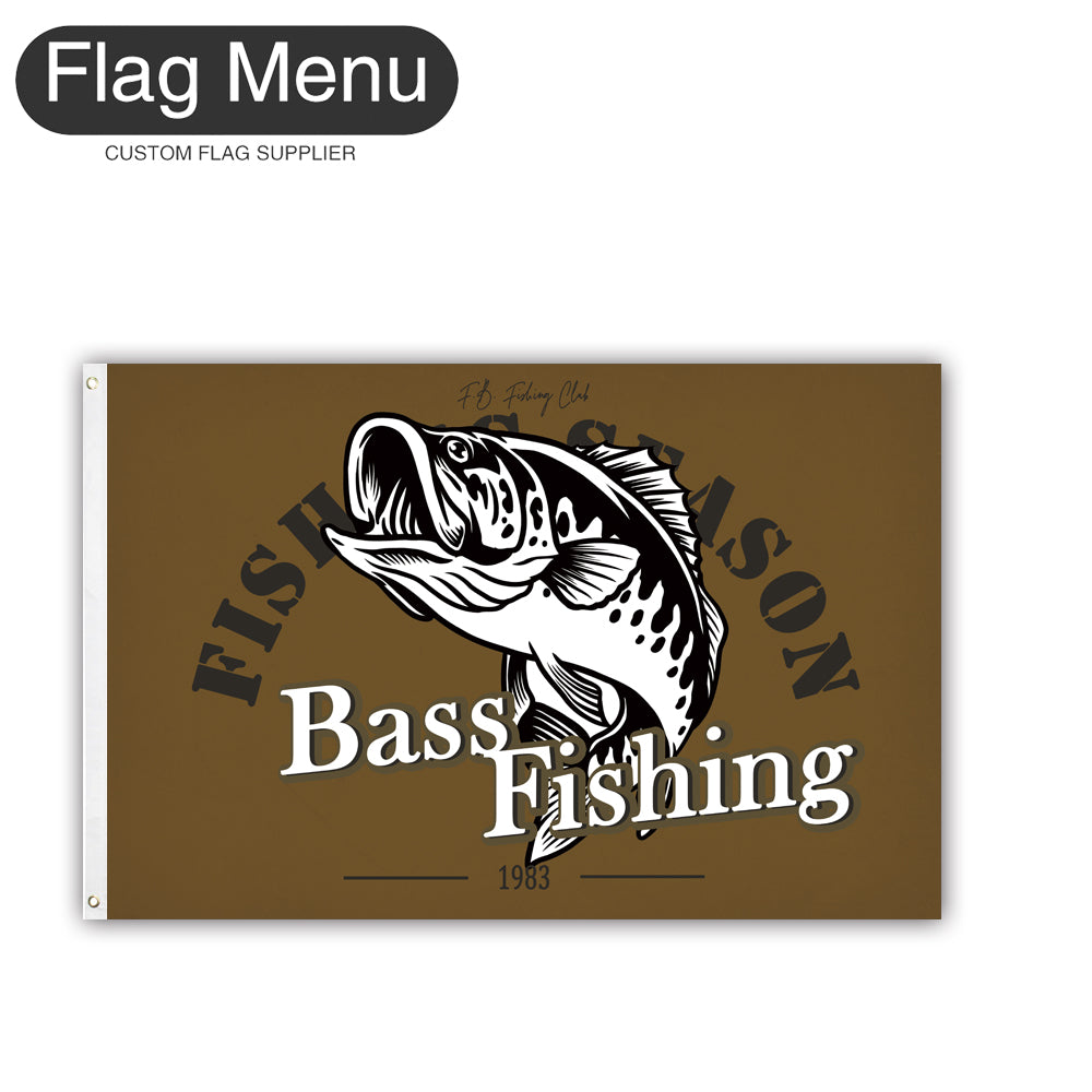 2'x3' Fishing Season Yacht Flag - Bass Fishing B-Brown A-Two-Grommets-Flag Menu