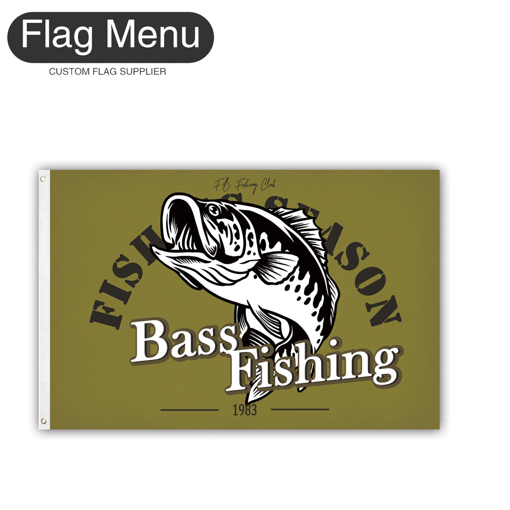 2'x3' Fishing Season Yacht Flag - Bass Fishing B-Green A-Two-Grommets-Flag Menu