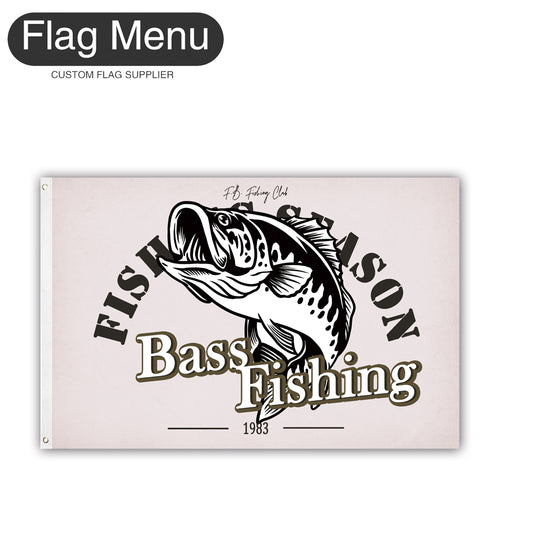2'x3' Fishing Season Yacht Flag - Bass Fishing B-White-Two-Grommets-Flag Menu