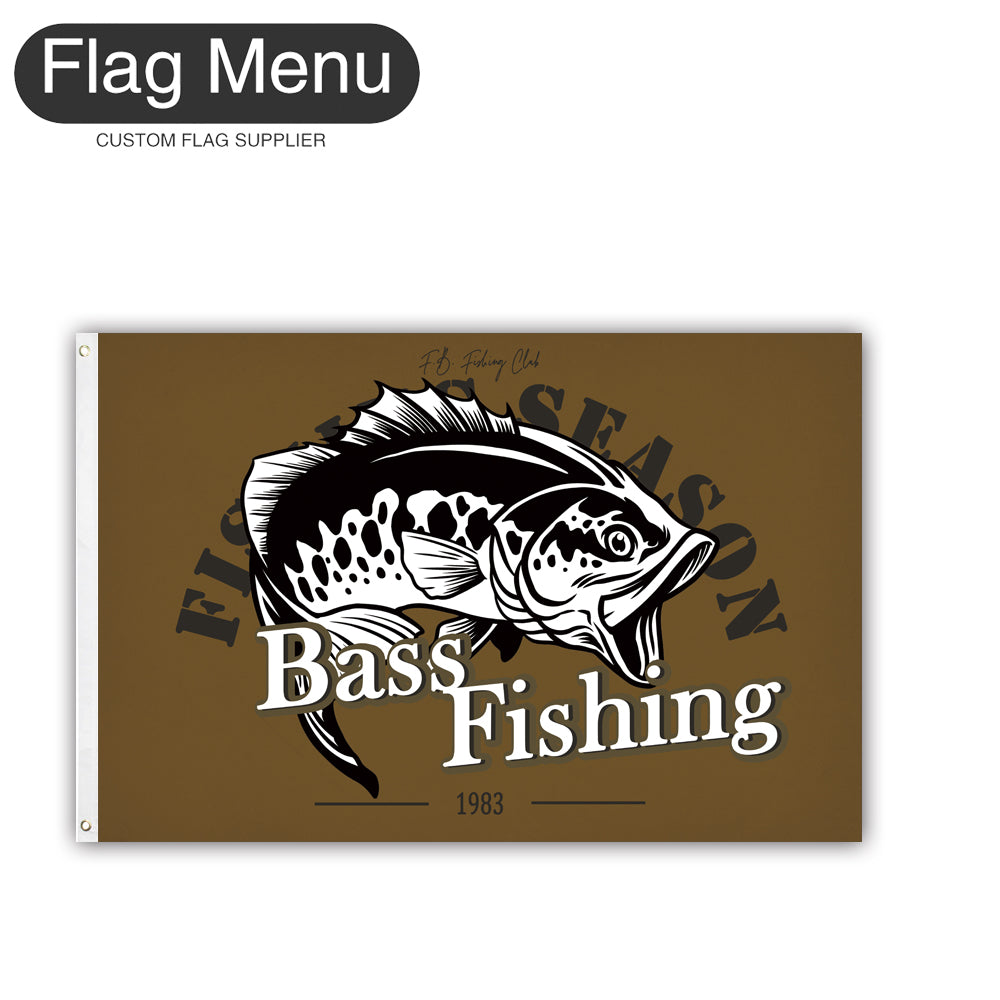 2'x3' Fishing Season Yacht Flag - Bass Fishing C-Brown A-Two-Grommets-Flag Menu