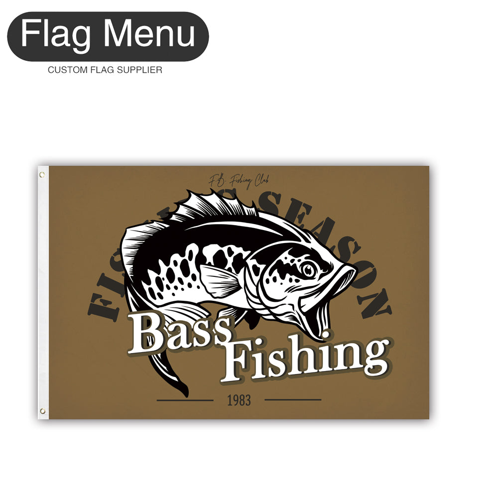 2'x3' Fishing Season Yacht Flag - Bass Fishing C-Brown B-Two-Grommets-Flag Menu