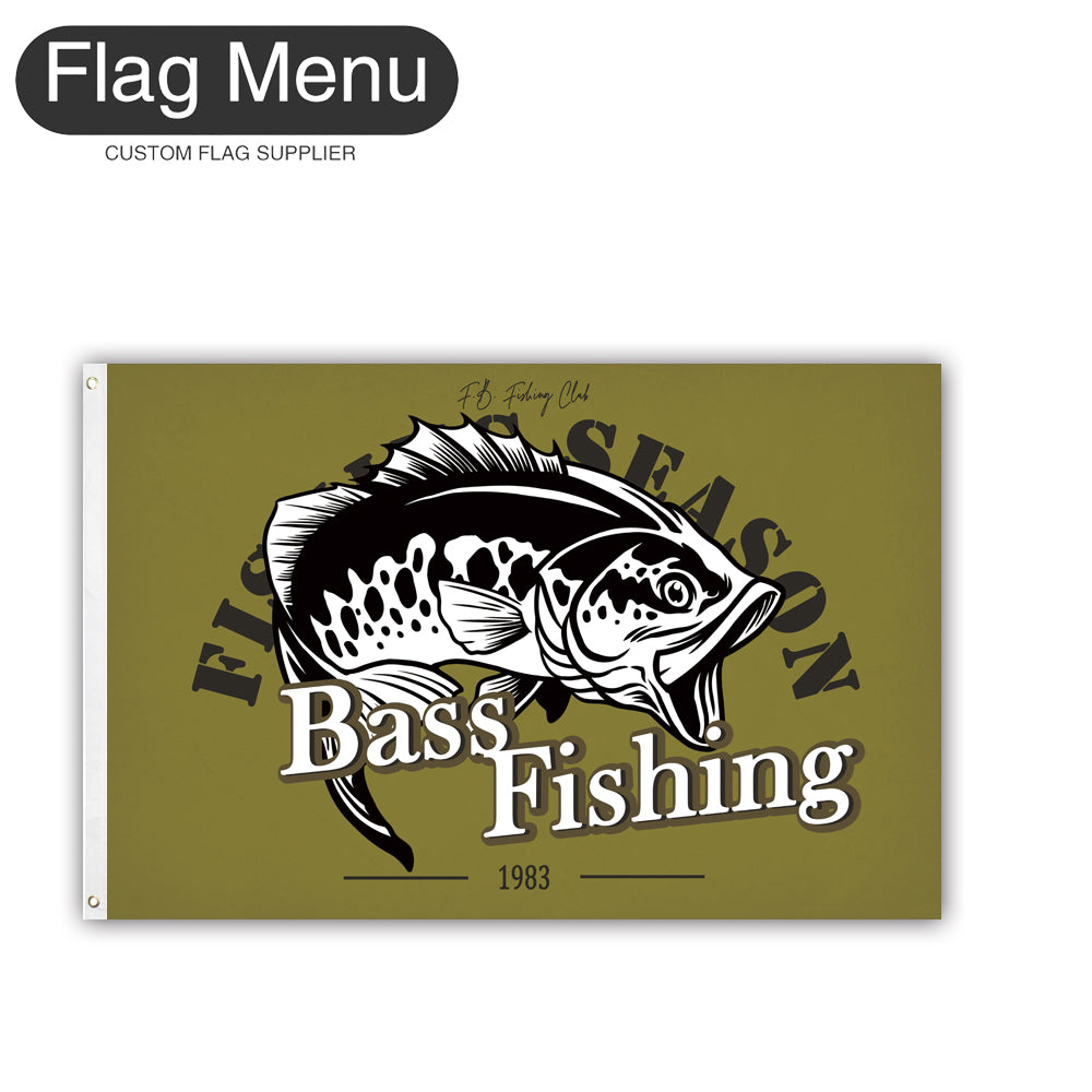 2'x3' Fishing Season Yacht Flag - Bass Fishing C-Green A-Two-Grommets-Flag Menu