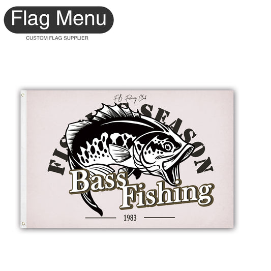 2'x3' Fishing Season Yacht Flag - Bass Fishing C-White-Two-Grommets-Flag Menu