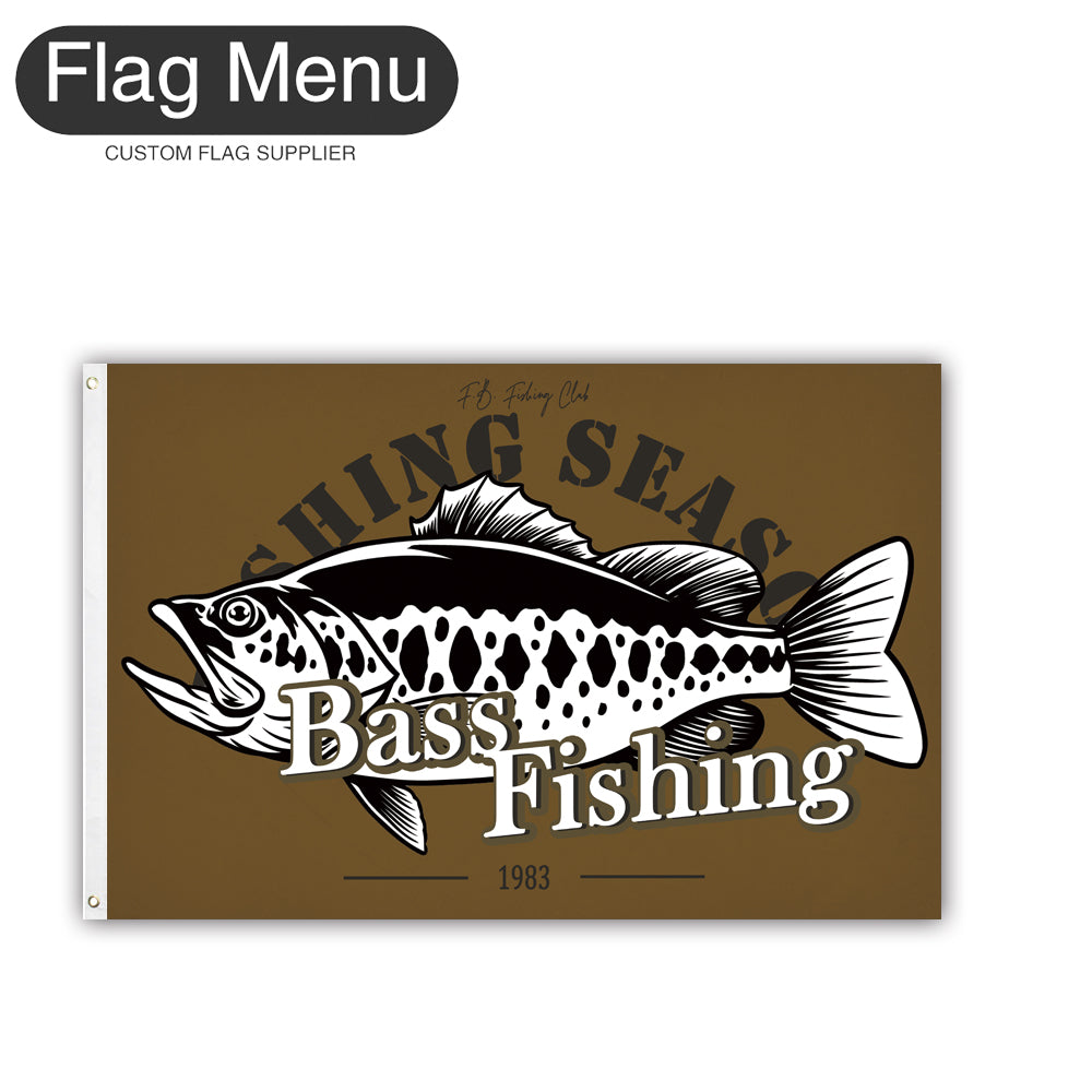 2'x3' Fishing Season Yacht Flag - Bass Fishing D-Brown A-Two-Grommets-Flag Menu