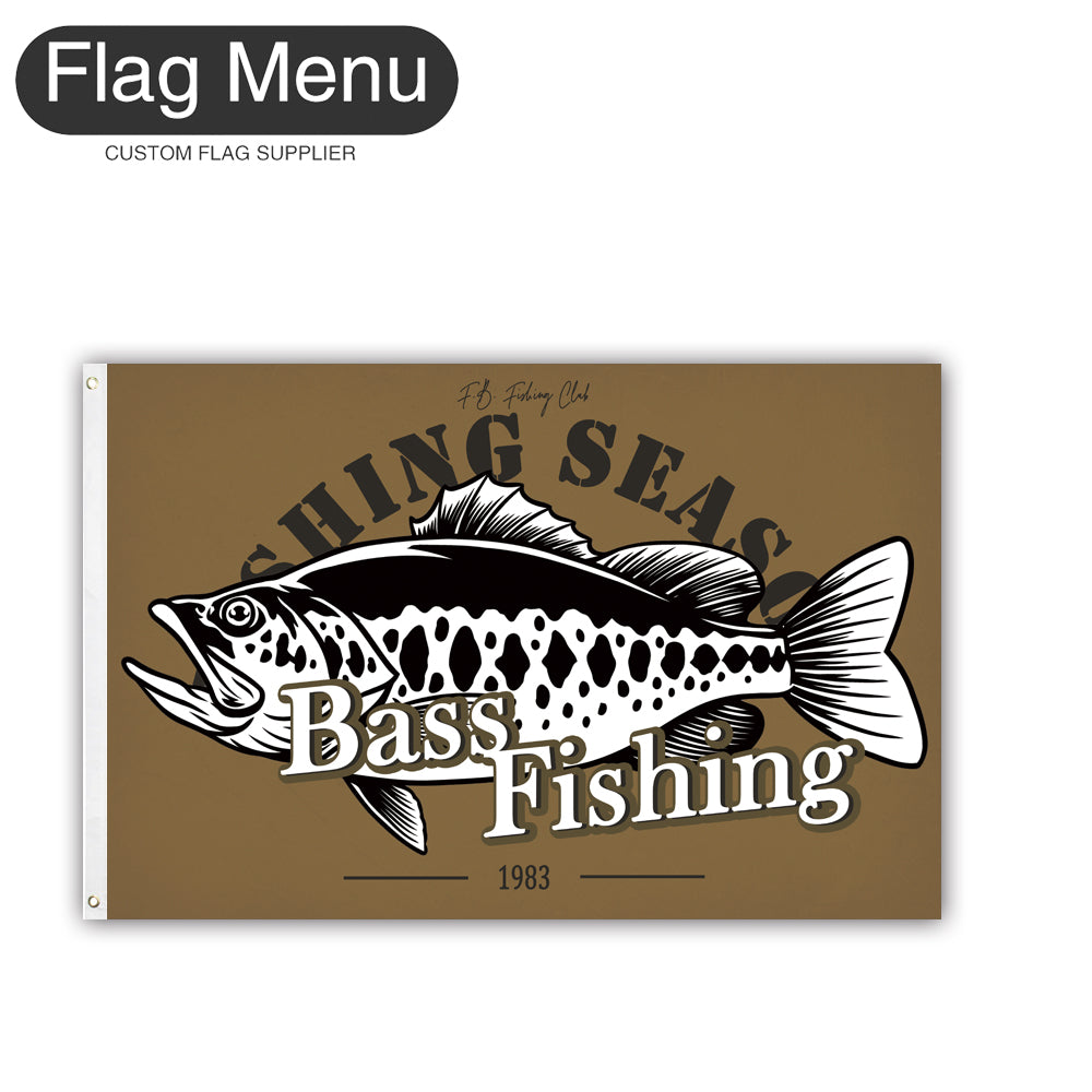 2'x3' Fishing Season Yacht Flag - Bass Fishing D-Brown B-Two-Grommets-Flag Menu