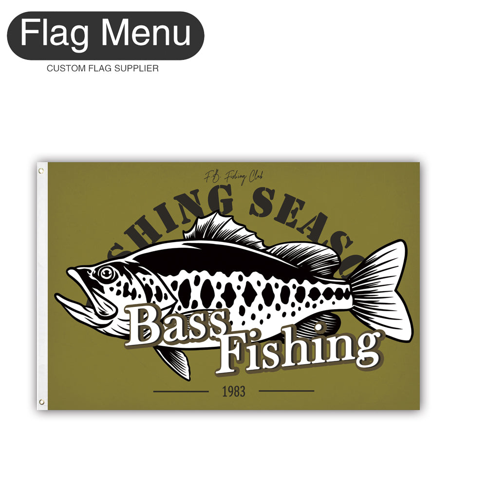 2'x3' Fishing Season Yacht Flag - Bass Fishing D-Green A-Two-Grommets-Flag Menu