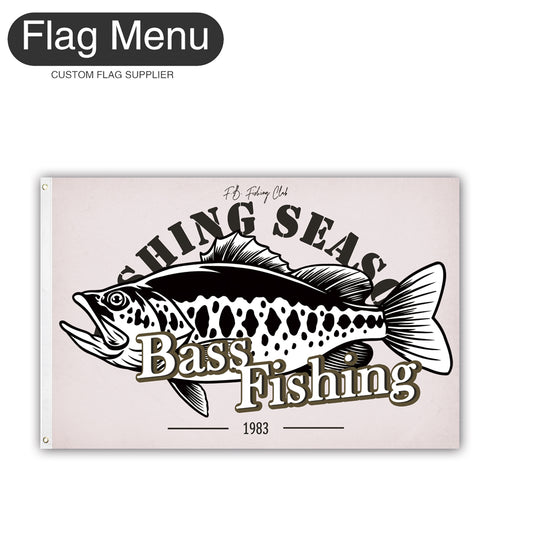 2'x3' Fishing Season Yacht Flag - Bass Fishing D-White-Two-Grommets-Flag Menu