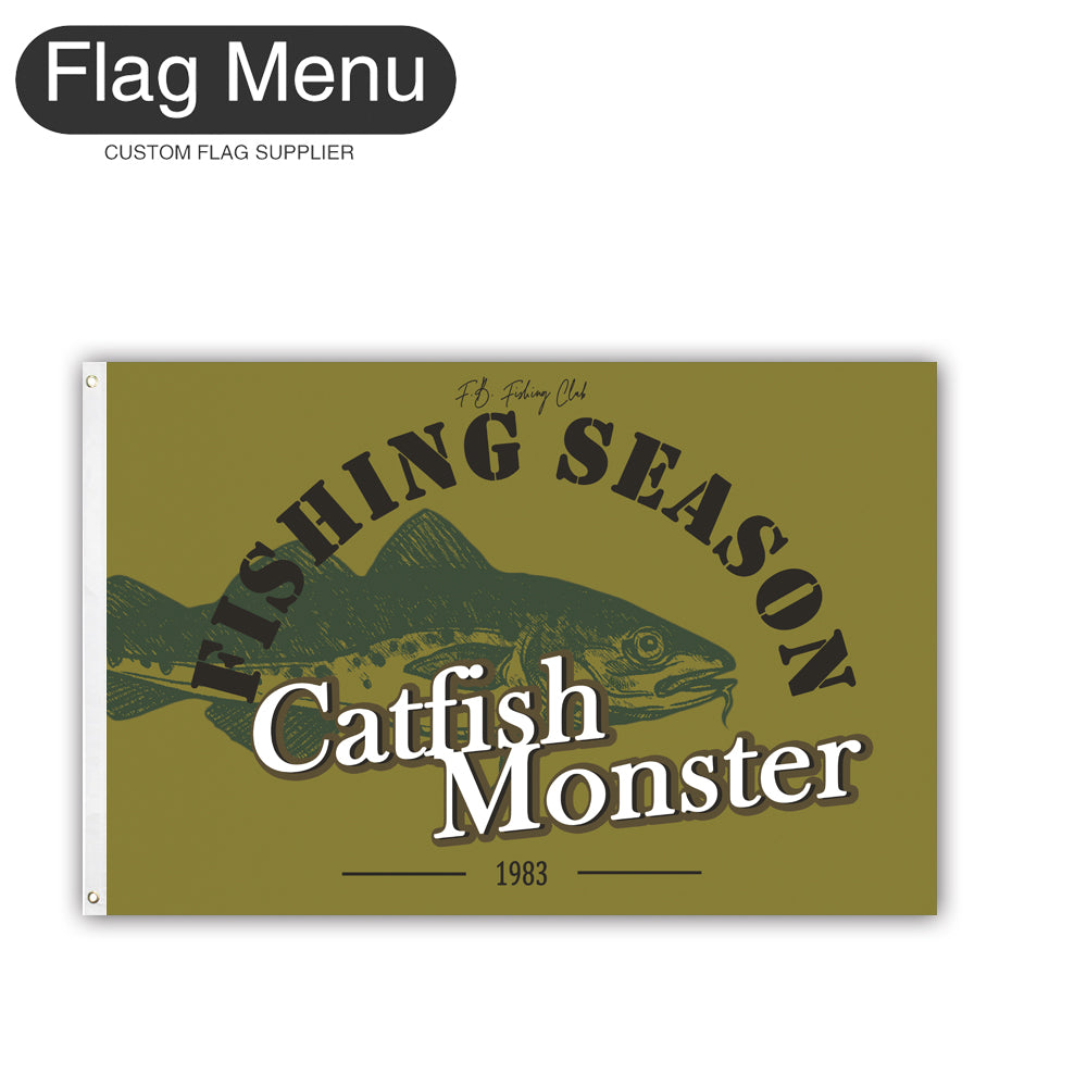 2'x3' Fishing Season Yacht Flag - Catfish-Green A-Two-Grommets-Flag Menu