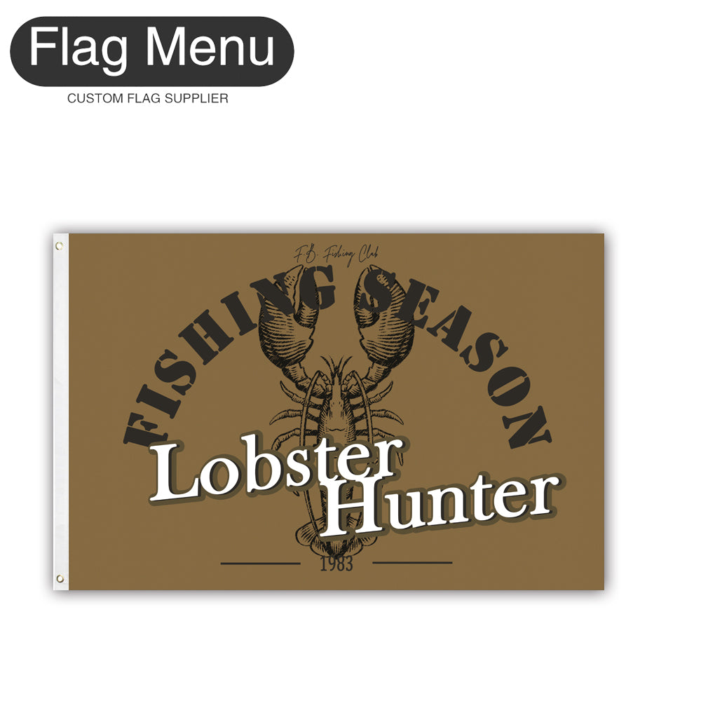 2'x3' Fishing Season Yacht Flag - Lobster-Brown B-Two-Grommets-Flag Menu