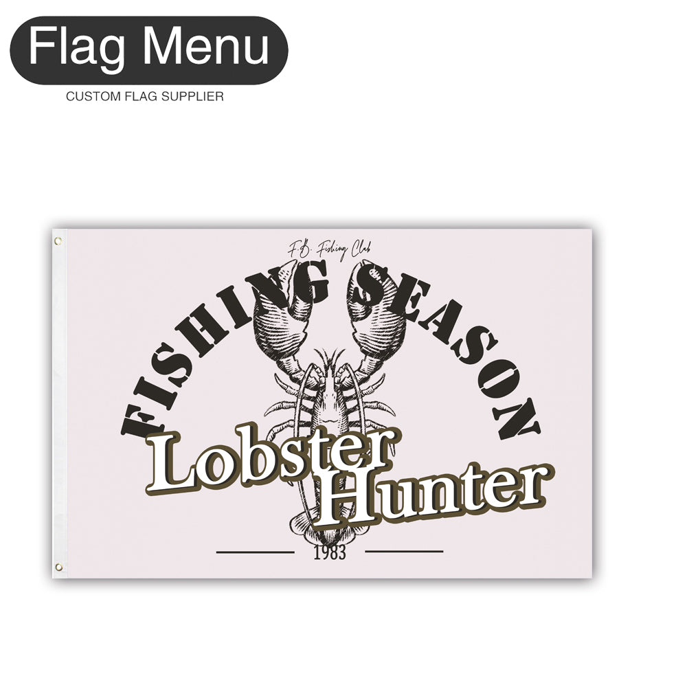2'x3' Fishing Season Yacht Flag - Lobster-White-Two-Grommets-Flag Menu