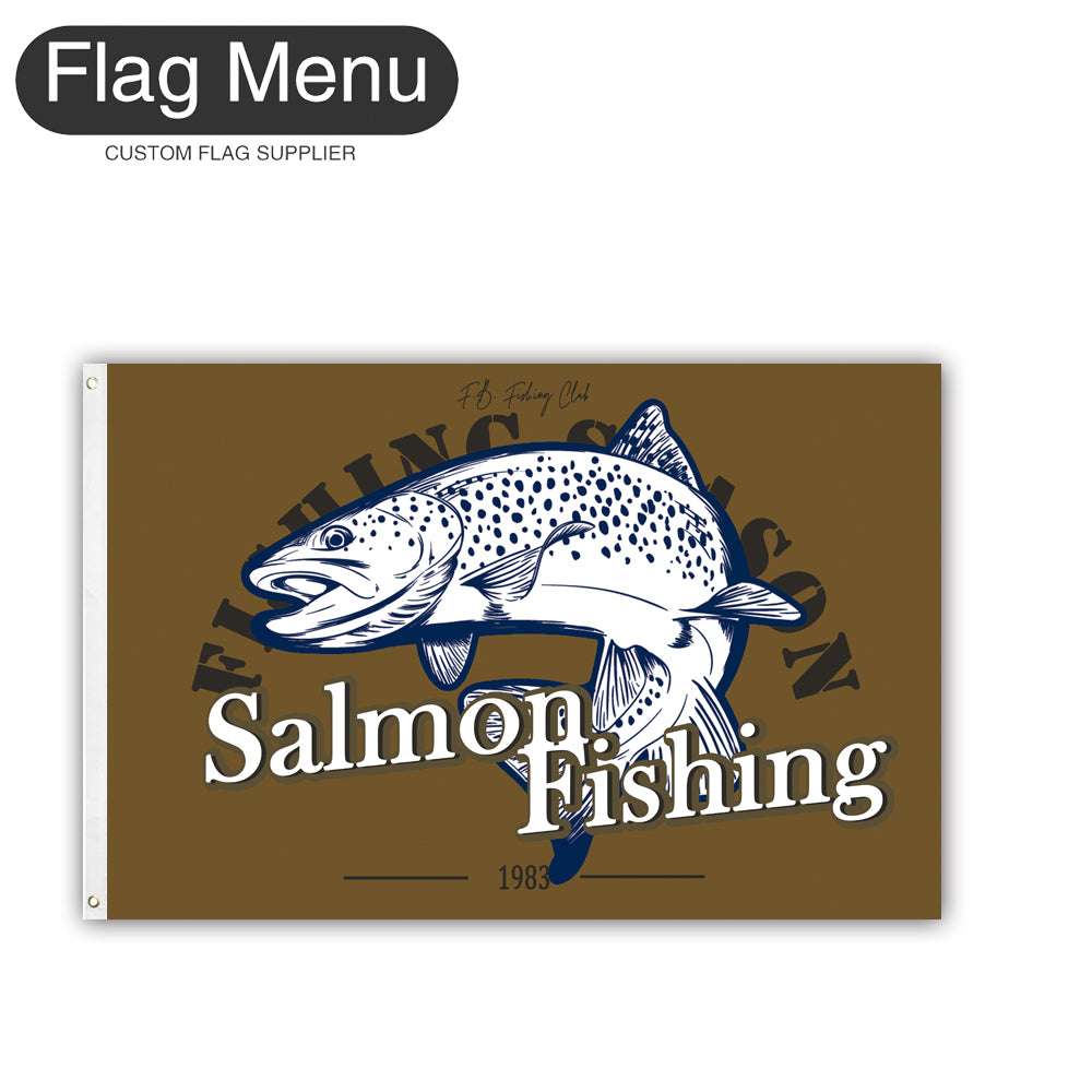 2'x3' Fishing Season Yacht Flag - Salmon-Brown A-Two-Grommets-Flag Menu
