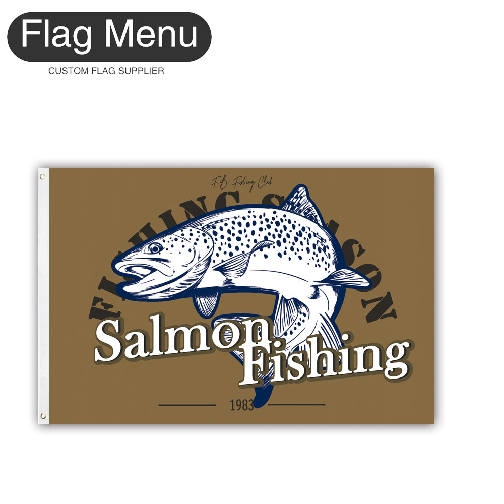2'x3' Fishing Season Yacht Flag - Salmon-Brown B-Two-Grommets-Flag Menu