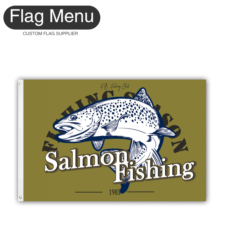 2'x3' Fishing Season Yacht Flag - Salmon-Green A-Two-Grommets-Flag Menu