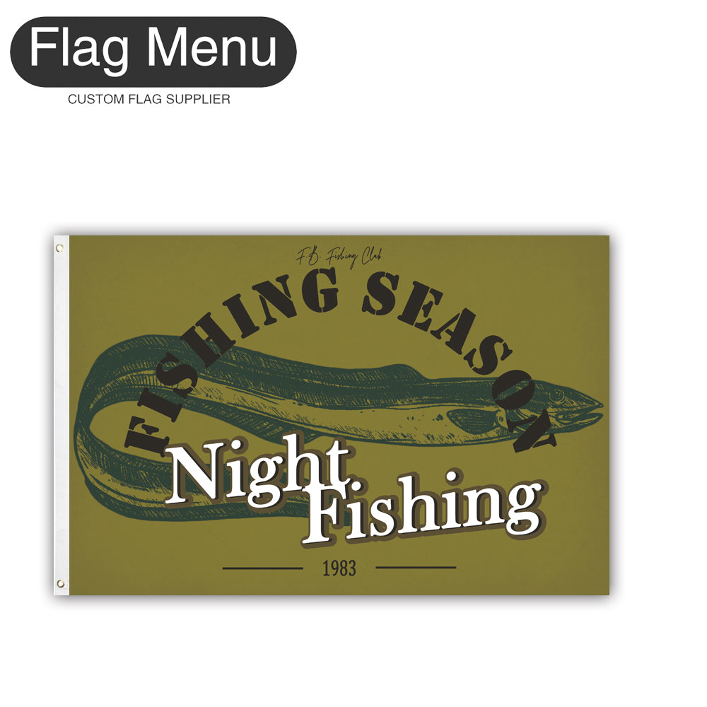 2'x3' Fishing Season Yacht Flag - Sea Eel-Green A-Two-Grommets-Flag Menu