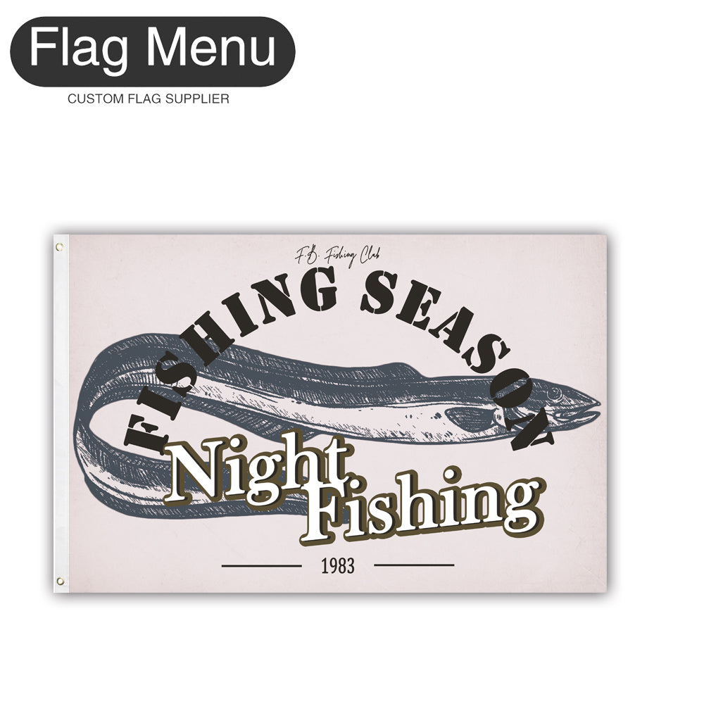 2'x3' Fishing Season Yacht Flag - Sea Eel-White-Two-Grommets-Flag Menu