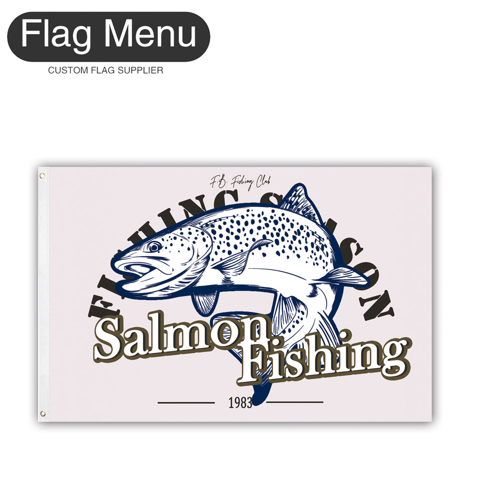 2'x3' Fishing Season Yacht Flag - Salmon-White-Two-Grommets-Flag Menu