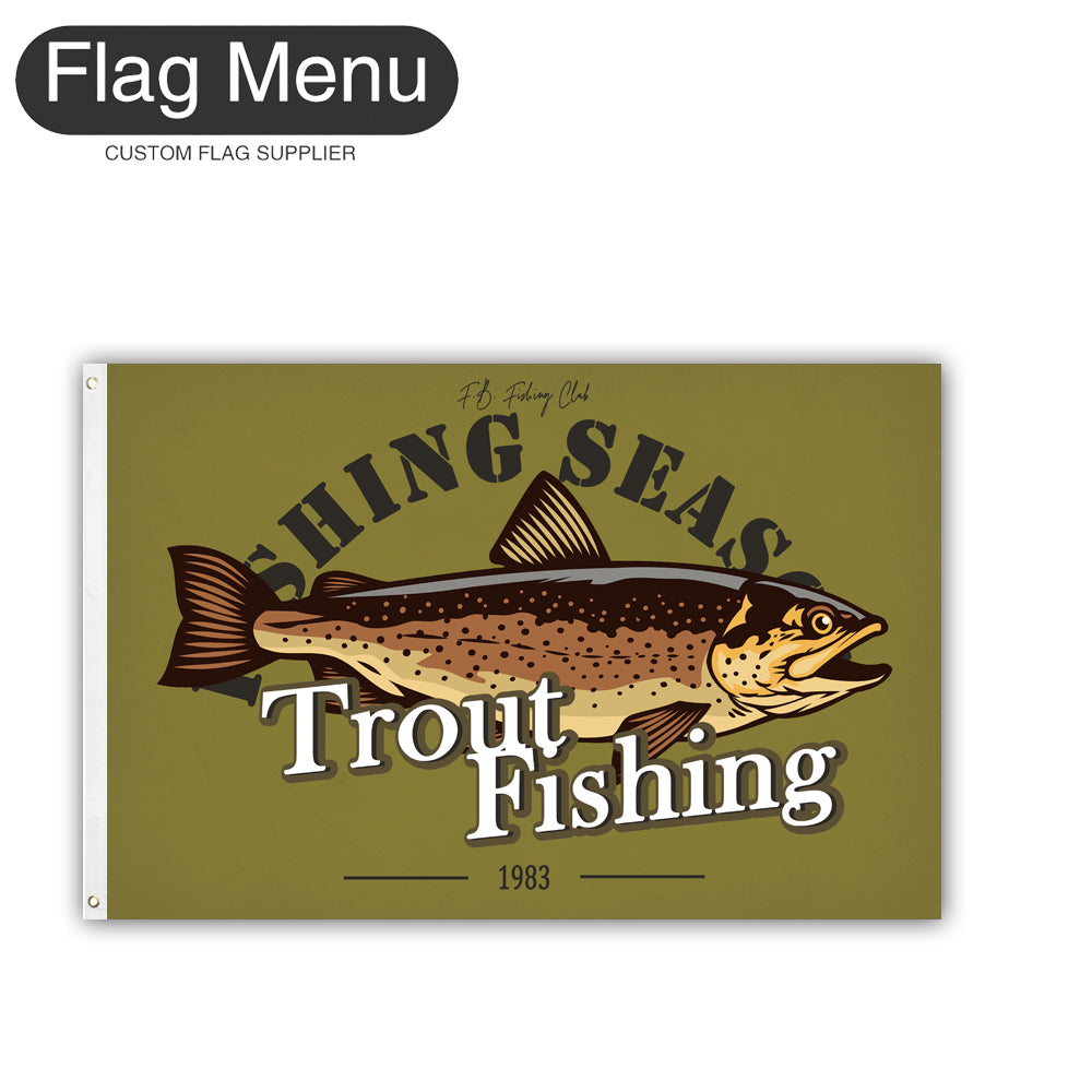 2'x3' Fishing Season Yacht Flag - Trout-Green A-Two-Grommets-Flag Menu