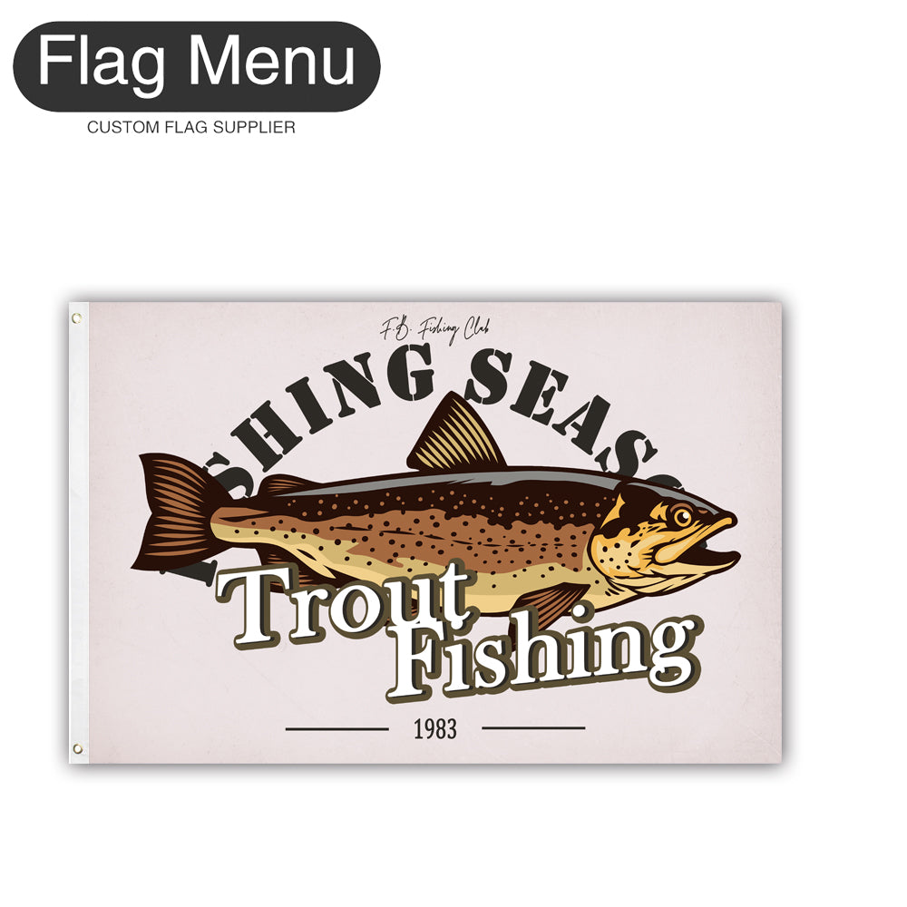 2'x3' Fishing Season Yacht Flag - Trout-White-Two-Grommets-Flag Menu