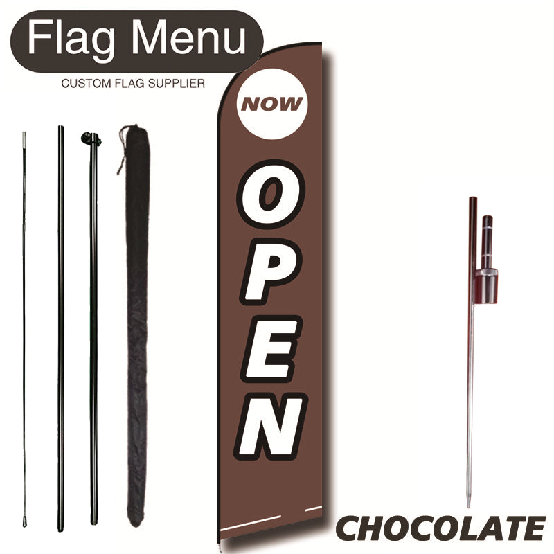 11.3ft Feather Flag Kit With Spike-OPEN-CHOCOLATE-Flag Menu